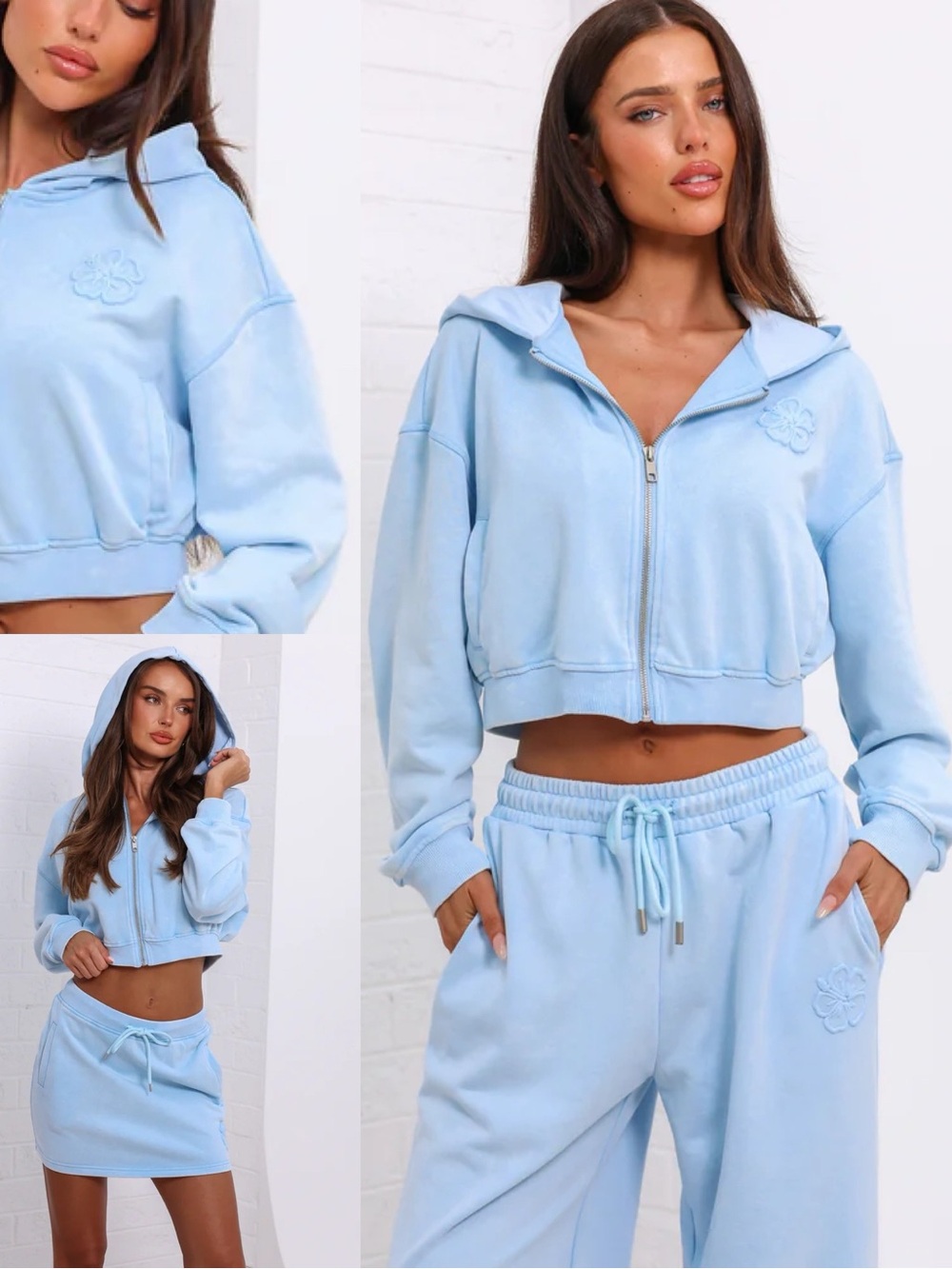 Cropped Zip Through Hoodie Baby Blue - Small S new with tags NWT Y2k